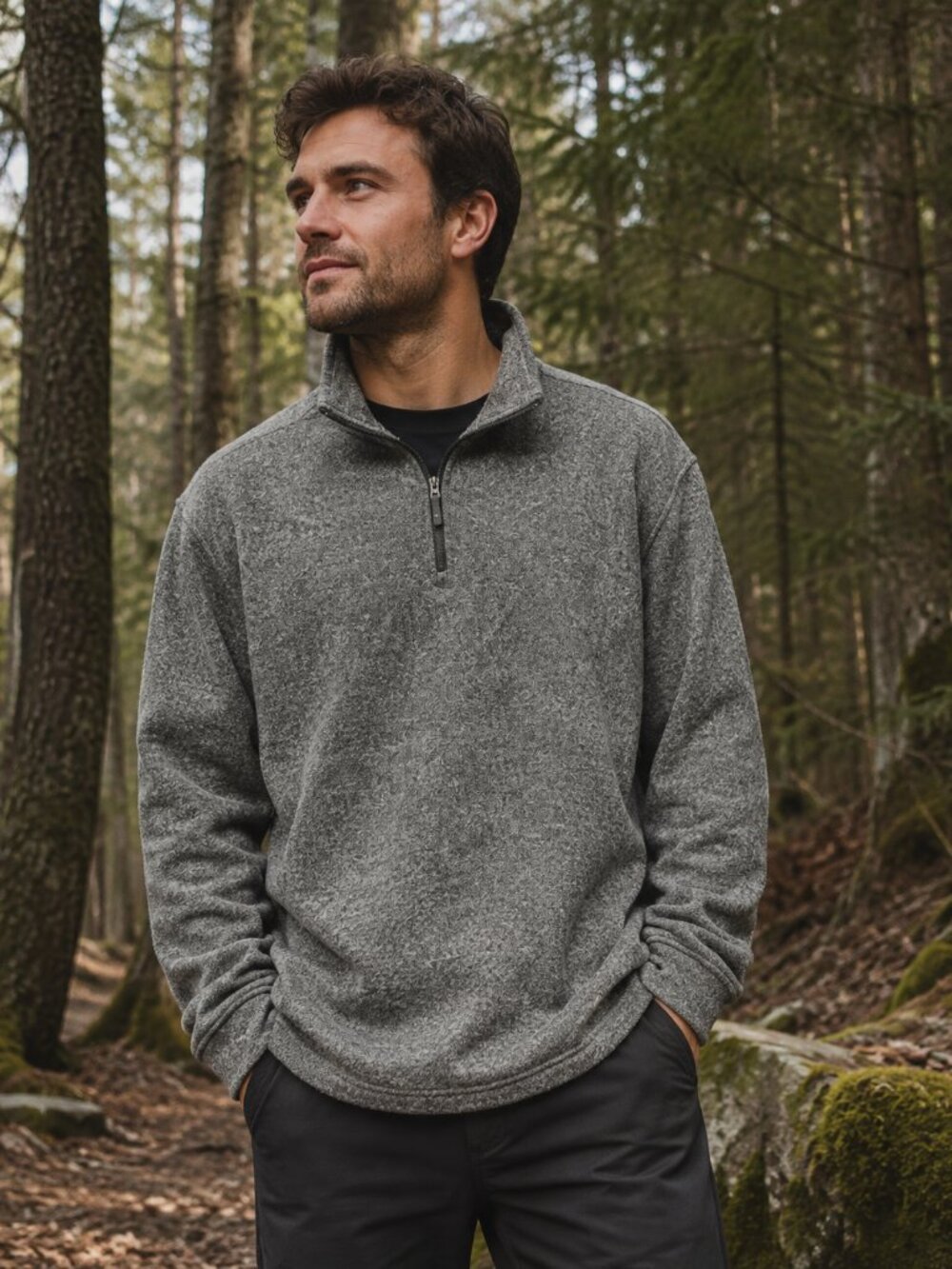 Haggar Cool 18 Pro Men’s Gray 1/4 Zip Pullover Sweater Long Sleeve 2XL